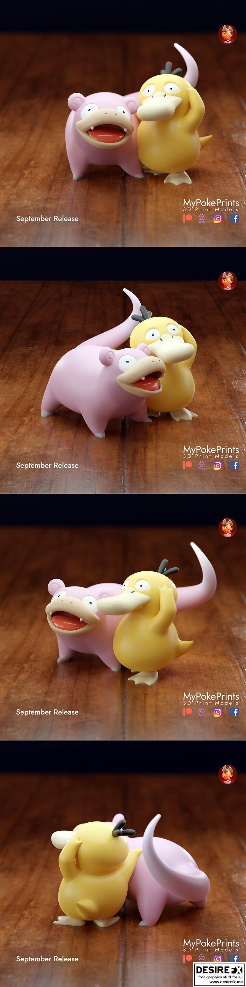 慢poke与psyduck 3D打印模型|Slowpoke and Psyduck – 3D Print Model STL