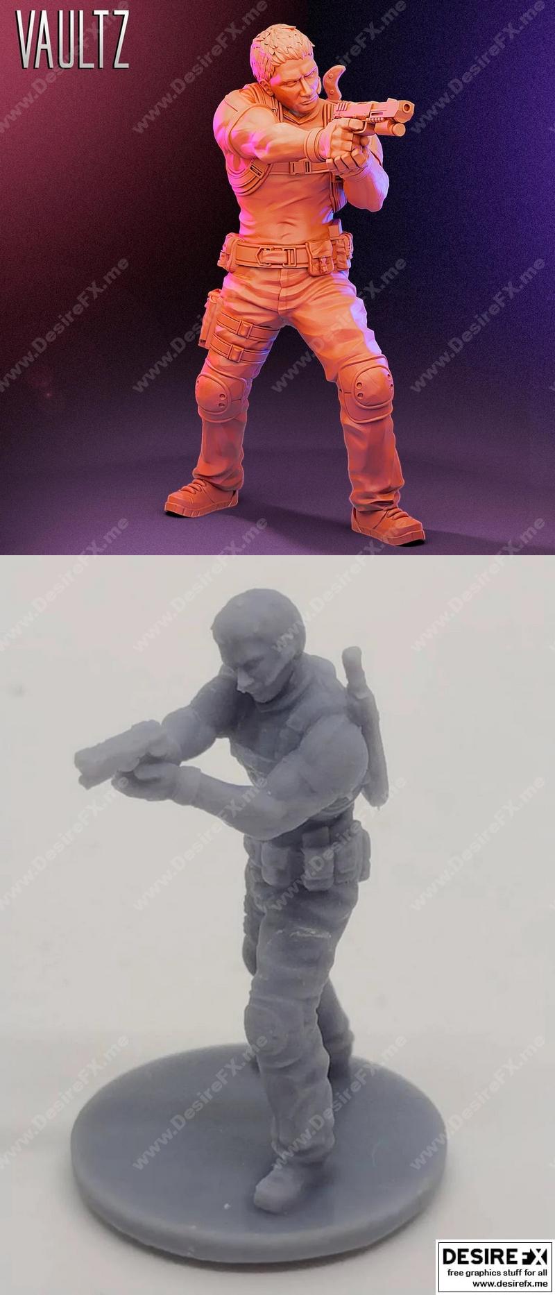 瑞克和莫莉3D打印模型|Vaultz Miniatures – Chris Redfield from Resident Evil – 3D Print Model