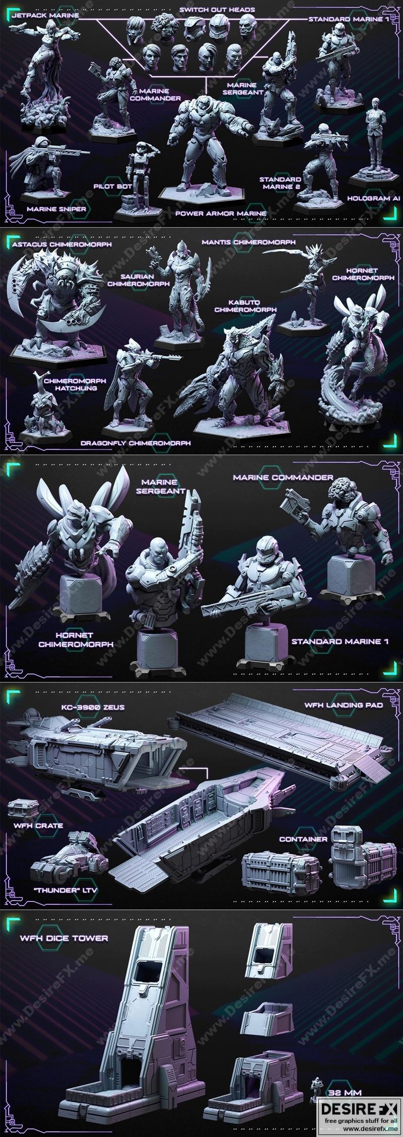 洛特工作室科幻迷你模型——人类之战 2022年 3D打印模型|Loot Studios Sci-fi Miniatures – War for Humanity June 2022 – 3D Print Model STL