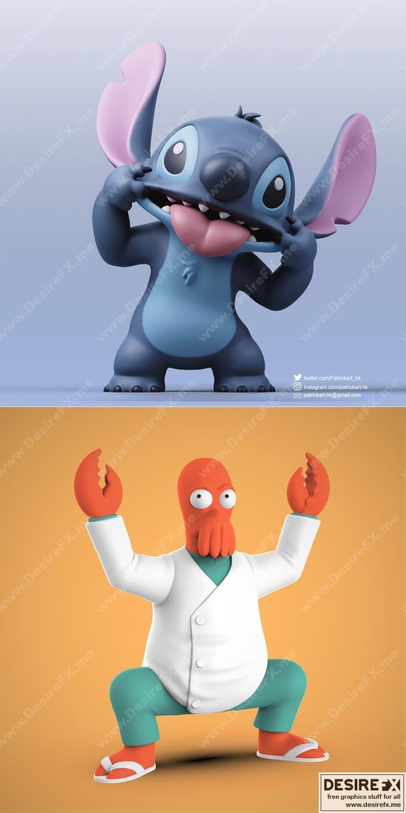 3D打印模型：《星际之门》扎伊德伯格角色造型|Stitch and Zoidberg – 3D Print Model STL