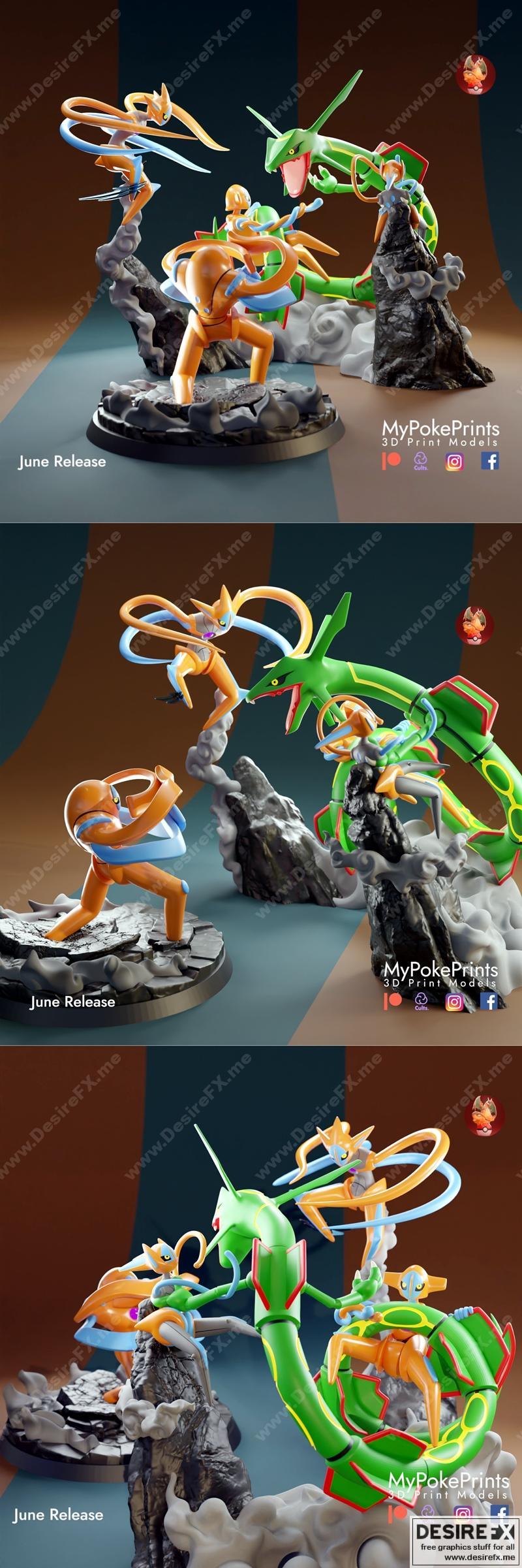 德克斯 vs 雷吉多 3D打印模型|Deoxys Vs Rayquaza – 3D Print Model STL