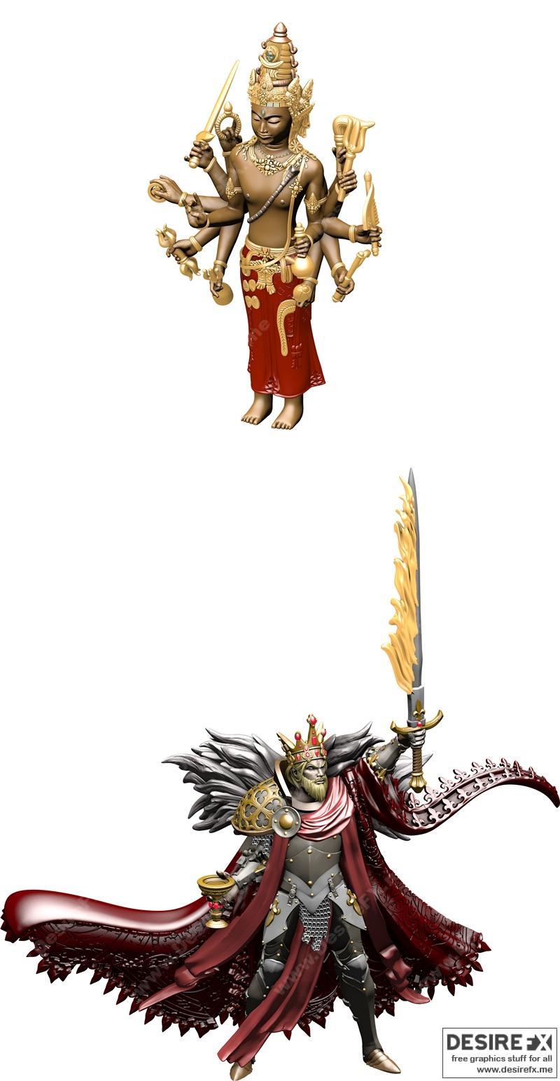 维拉巴拉达与亚瑟王——3D打印模型|Veerabhadra and King Arthur – 3D Print Model STL