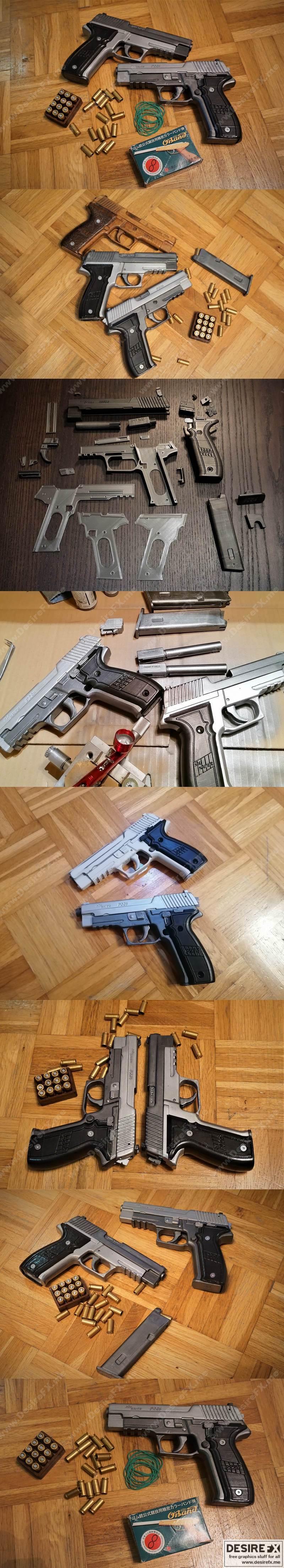 Sig Sauer P226橡胶枪 3D打印模型|Sig Sauer P226 Rubber Gun – 3D Print Model