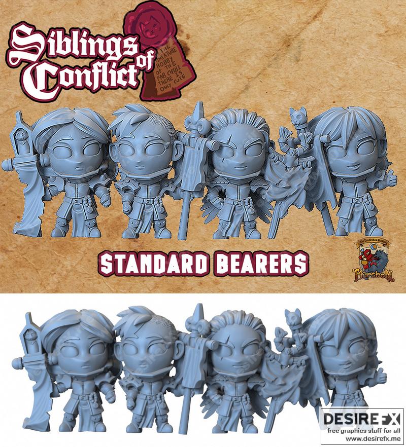 冲突之子——标准承载者 3D打印模型|Capsule Chibi – Siblings of Conflict – Standard Bearers – 3D Print Model