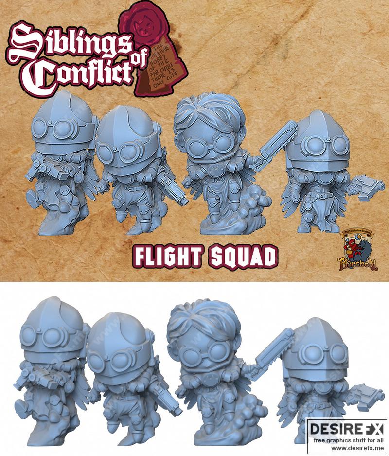 冲突兄弟——飞行小队 3D打印模型|Capsule Chibi – Siblings of Conflict – Flight Squad – 3D Print Model
