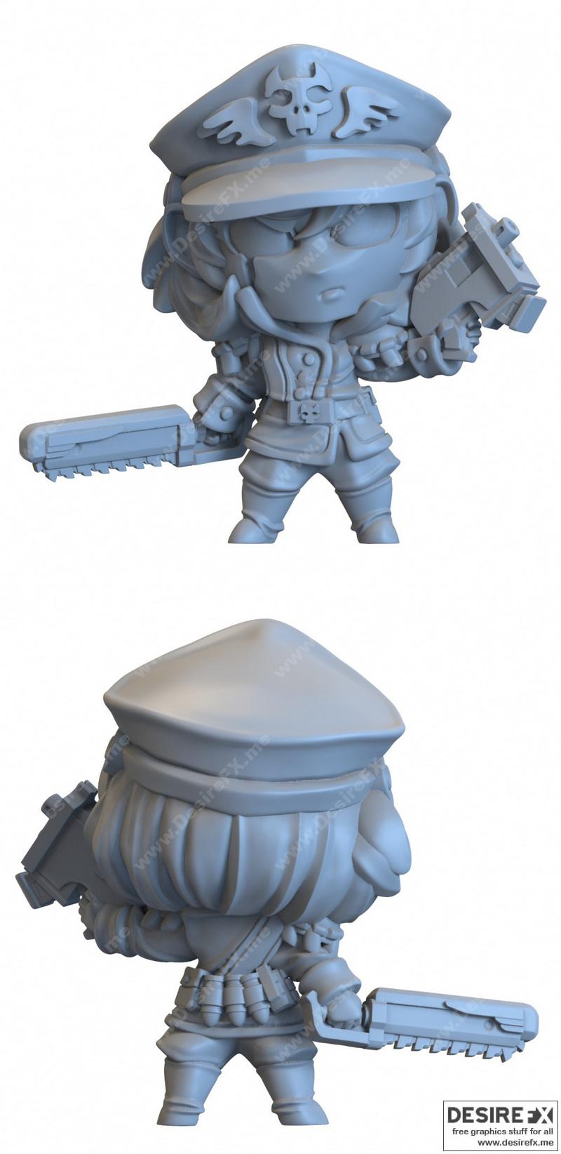 3D打印模型：萨拉·科米萨拉动漫角色 cosplay 可玩形象|Capsule Chibi – Sarah Commisara – 3D Print Model