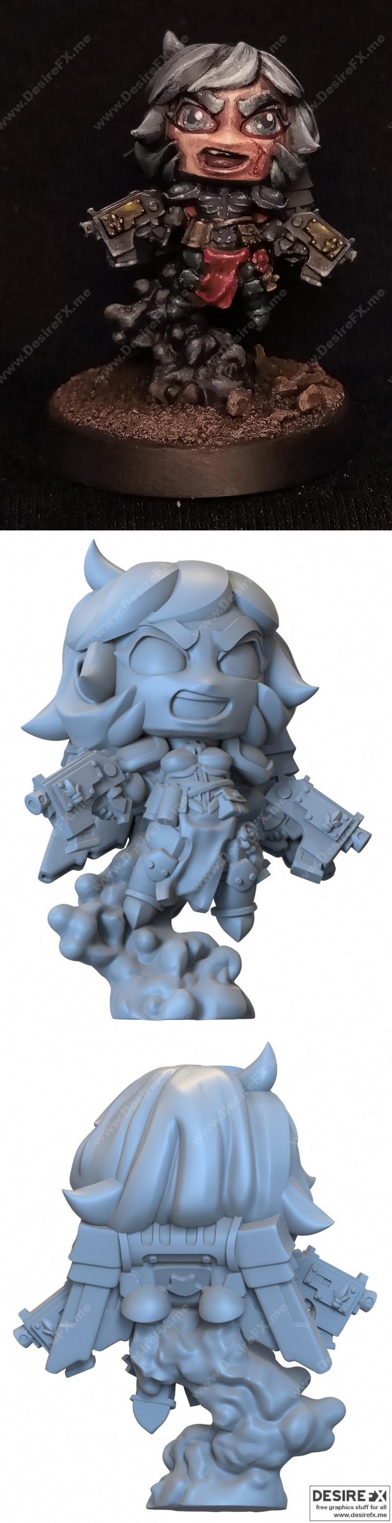 可动人偶3D打印模型：Tina双持版|Capsule Chibi – Twohanded Tina – 3D Print Model