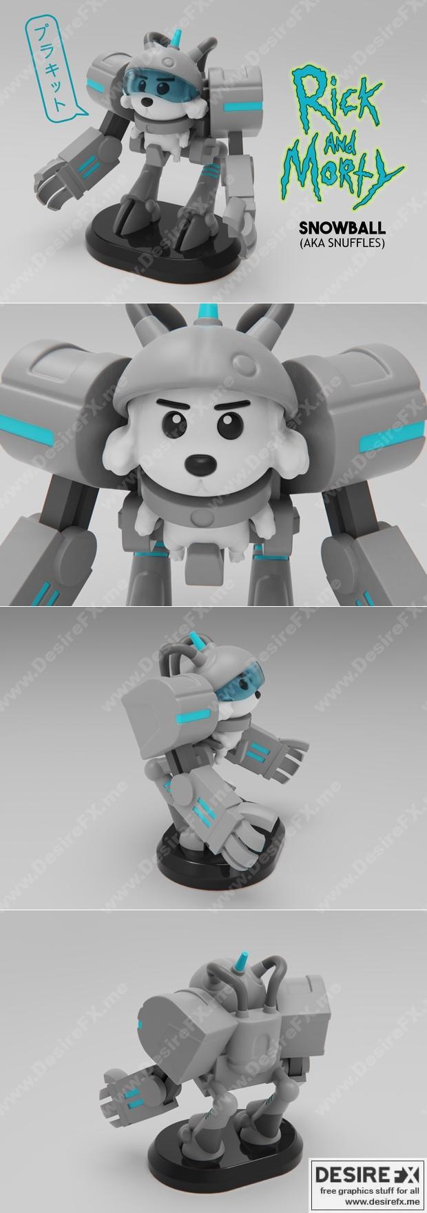 Funko瑞克与莫蒂雪球（又称斯努夫斯）3D打印模型|Funkos – Rick And Morty – Snowball (Aka Snuffles) – 3D Print Model STL