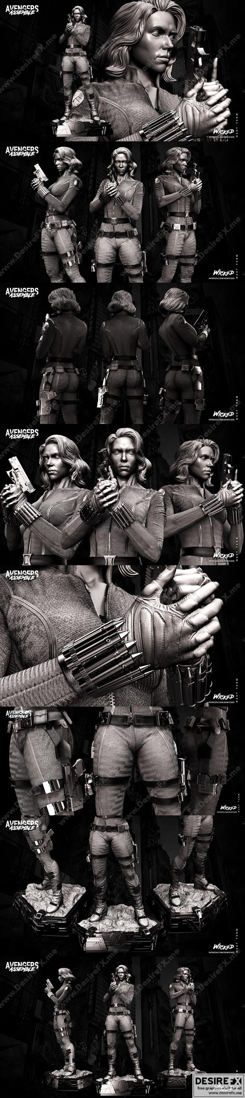 黑寡妇娜塔莉亚·罗曼诺夫 3D打印雕塑模型|Black Widow – Natalia Alianovna Romanoff – Scarlett Ingrid Johansson – Marvel – Wicked – 3D Print Sculpture STL