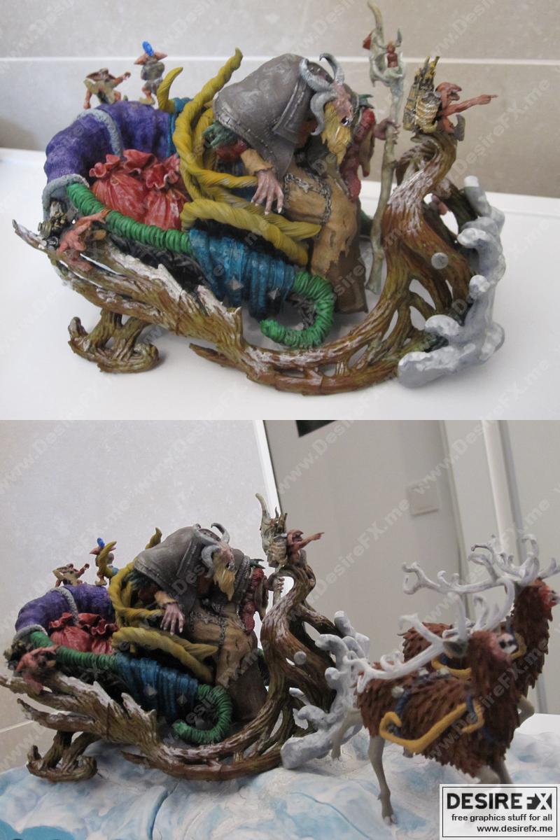 迪奥拉姆3D打印模型：Krampus雪橇场景|Krampus Sled Diorama – 3D Print Model