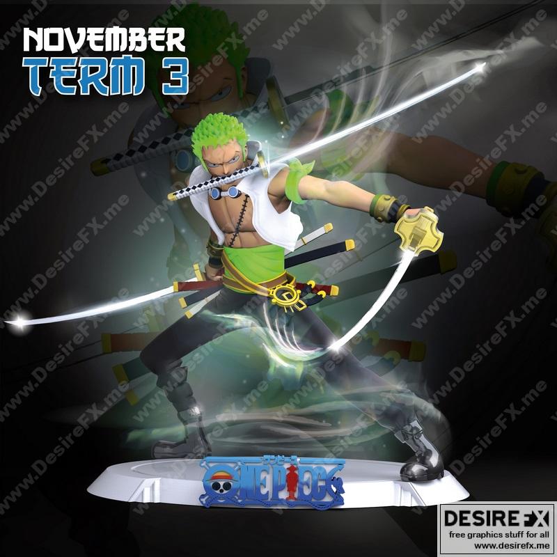 《海贼王 Zoro 3D打印雕塑模型》|Roronoa Zoro Sculpture from One Piece – 3D Print Model