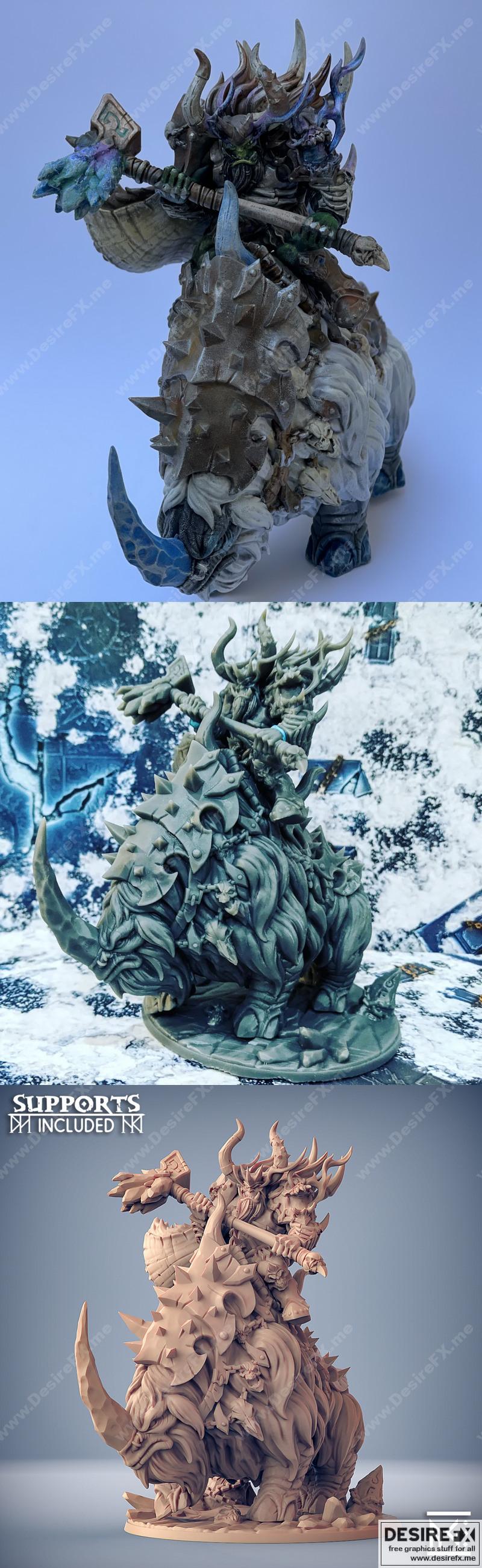 Gothrak 3D打印装甲霜角巨兽模型|Gothrak on Armored Frosthorn – 3D Print Model