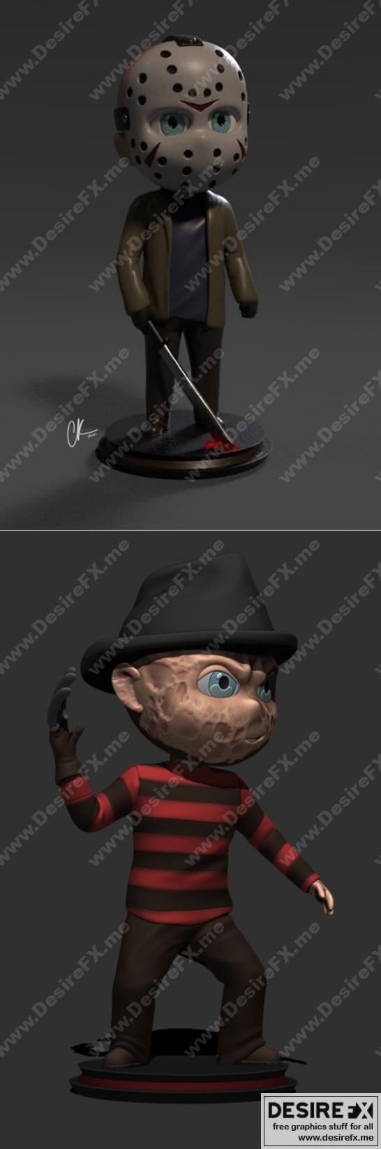 小头怪——弗雷迪·克鲁格与杰森·维克——3D打印模型|Little Big Head – Freddy Krueger and Jason – 3D Print Model STL