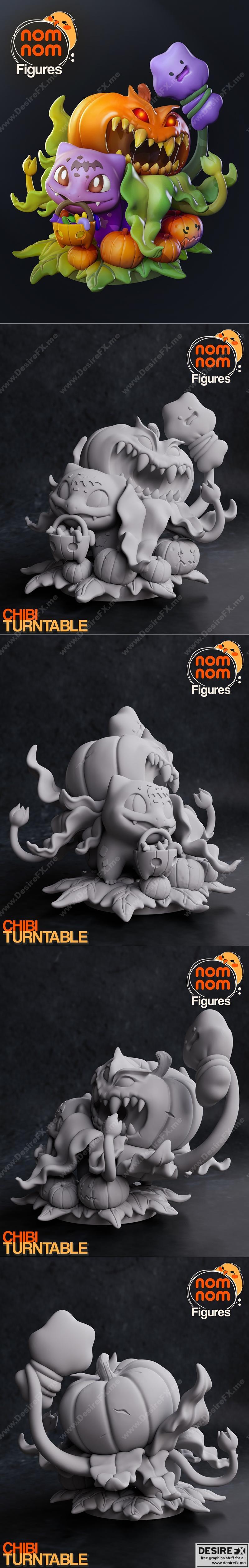 宝可梦小精灵 Bulbasaur 3D打印模型|Nomnom Figures – Bulbasaur Chibi – Pokemon – 3D Print Model STL