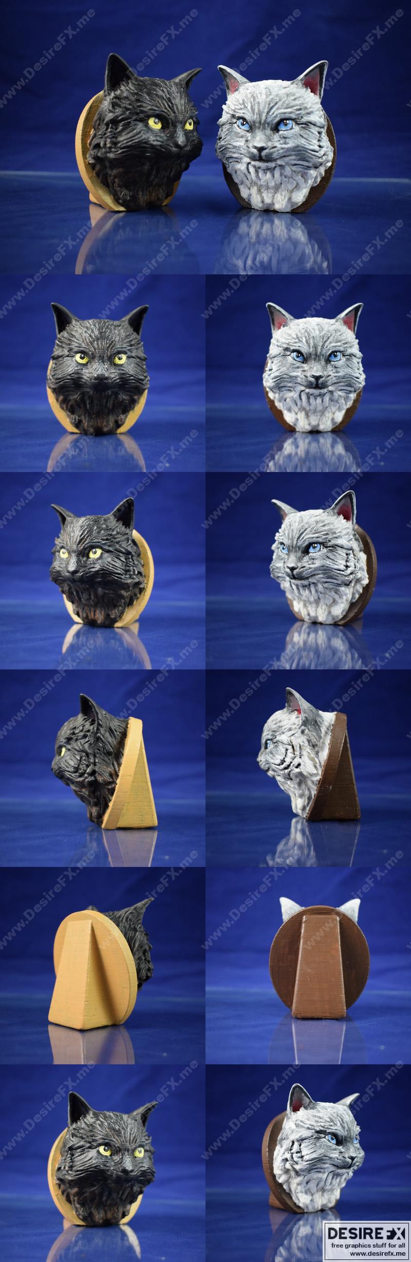 3D打印长毛猫头像模型|Long Hair Cat Bust Portrait – 3D Print Model