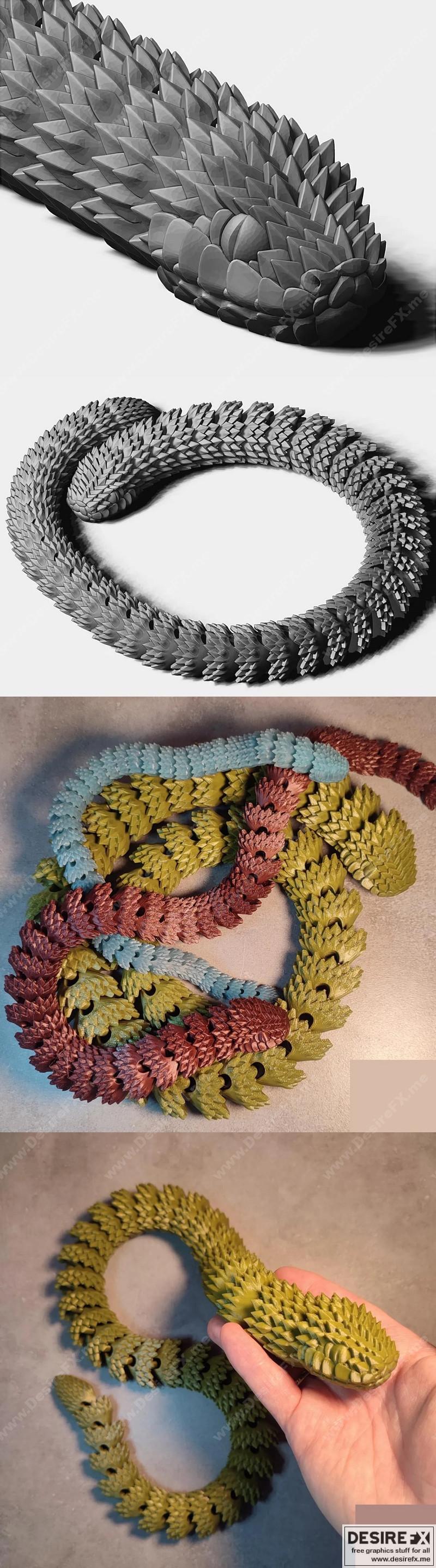 岩壁爬行蛇 3D打印模型|Articulated Rock Snake – 3D Print Model