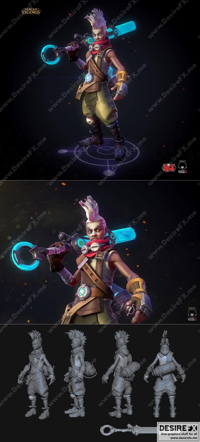 洛库（英雄联盟-粉丝艺术-3D打印模型）|Ekko (league of legends – Fan Art) – 3D Print Model STL