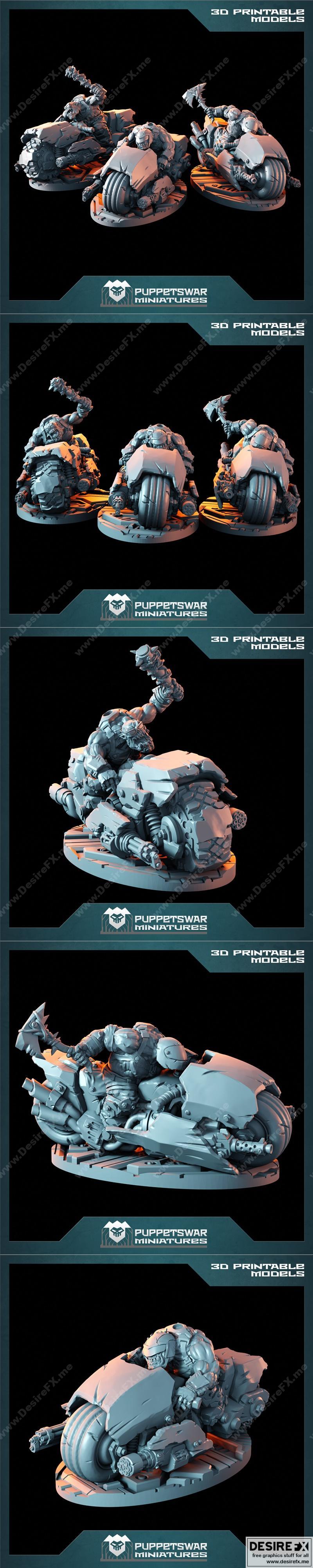 Ork骑行者3D打印模型|Puppetswar Miniatures – Ork Biker Set – 3D Print Model STL