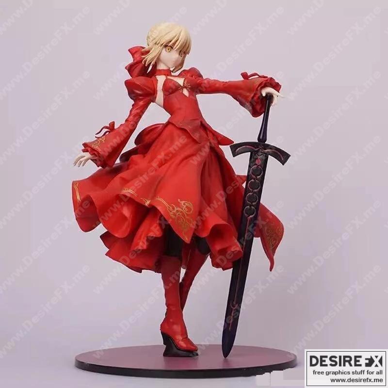 红色命运萨拉之3D打印模型|Saber Dress Red Fate – 3D Print Model STL