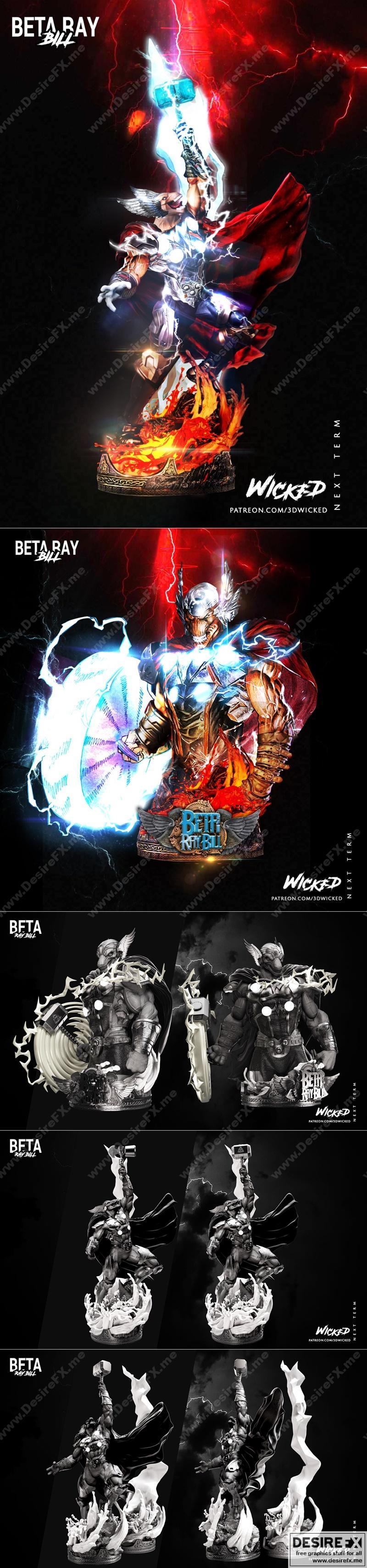 邪恶之徒：贝塔·雷·比尔3D打印雕塑模型|Wicked – Beta Ray Bill Statue and Bust – 3D Print Model STL