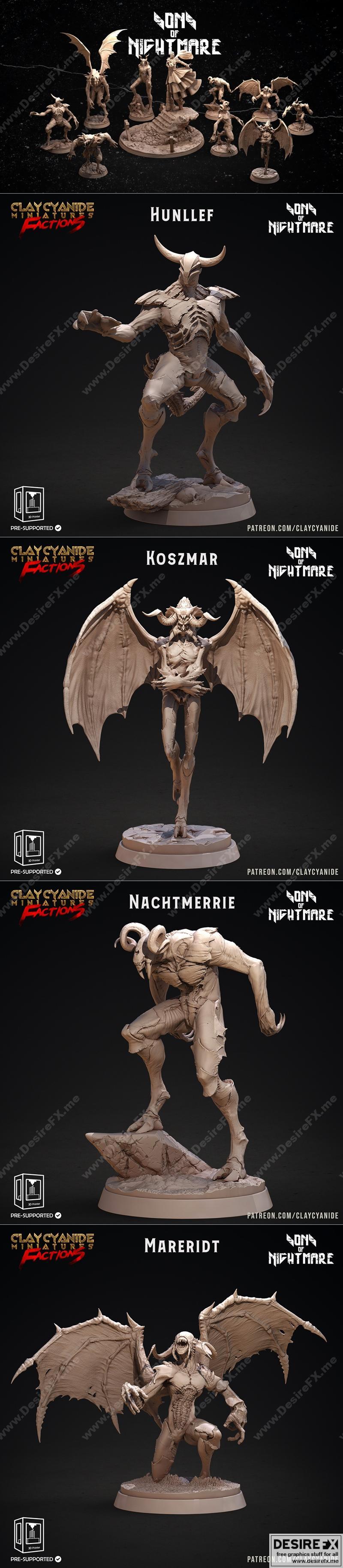 噩梦之子 3D打印迷你模型|Clay Cyanide Miniatures – Sons of Nightmare – 3D Print Model STL