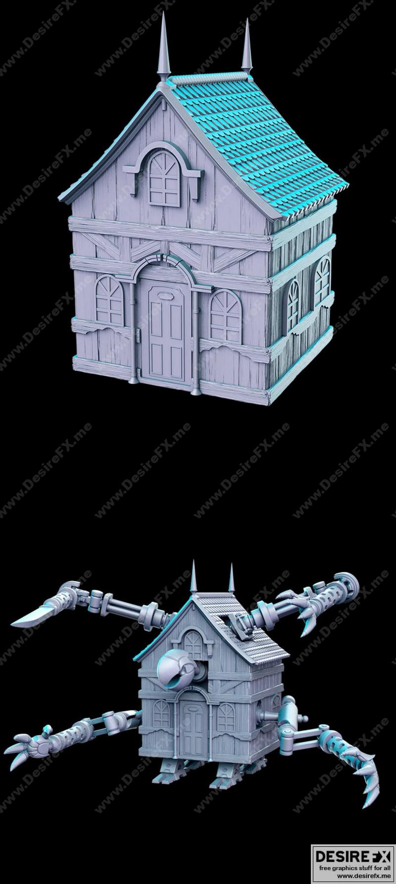 机械鸟巢模型——3D打印可组装机械鸟屋|Clockwork Birdhouse (Mechanical House-Mimic) – 3D Print Model