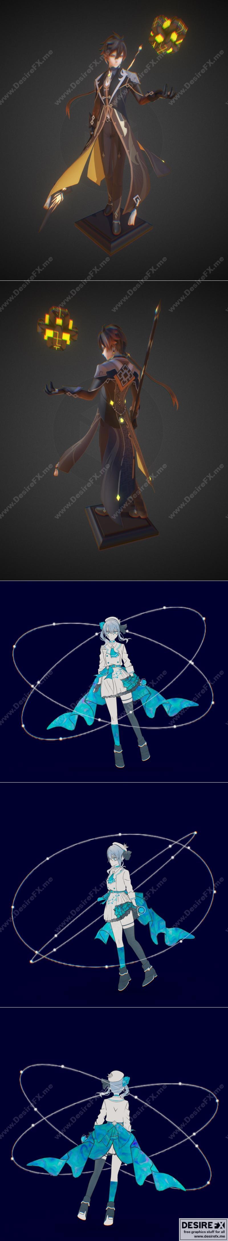 Vago Mundo - 钟离与鬼 - 3D打印模型|Vago Mundo – Zhongli and Ghost – 3D Print Model STL