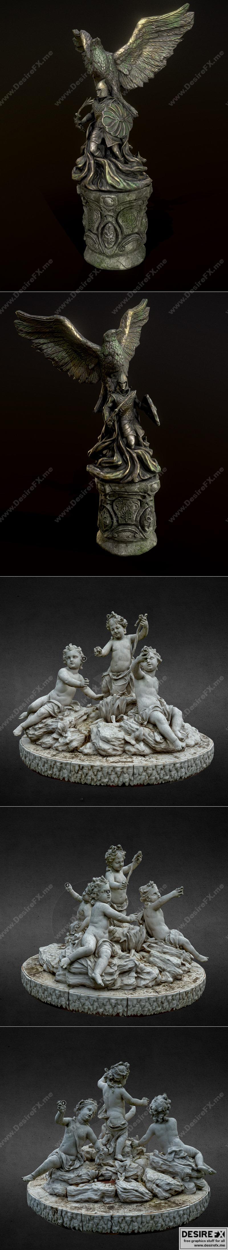 凡尔赛宫雕像与《孩子们之歌》角色 3D打印模型|Ayleid Statue and Statue Aux Enfants dits – de Versailles – 3D Print Model STL