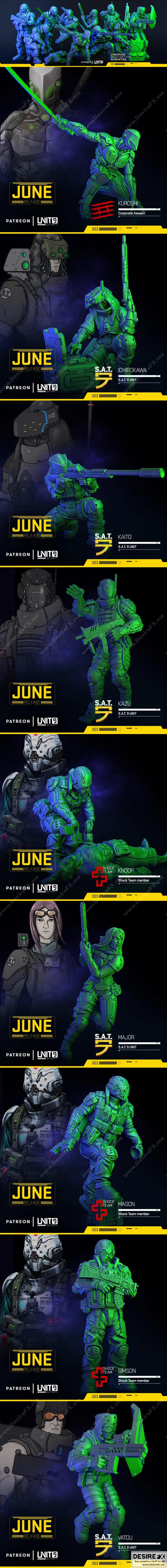 S.A.T.9单位 惊雷小队 3D打印模型|S.A.T. 9 unit, Shock Team squad – UNIT9 – 3D Print Model STL