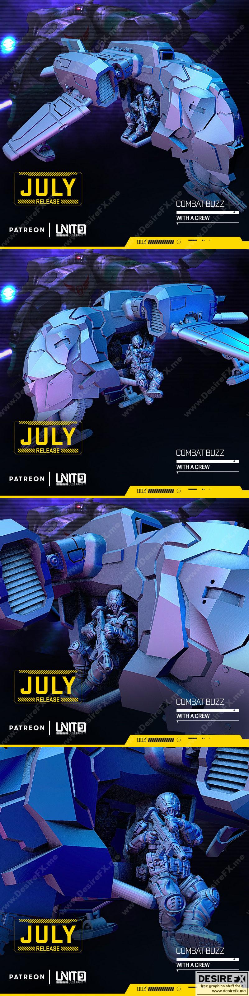 UNIT9 - 3D打印模型：战斗噪音中的团队协作角色设计|UNIT9 – Combat Buzz With A Crew – 3D Print Model