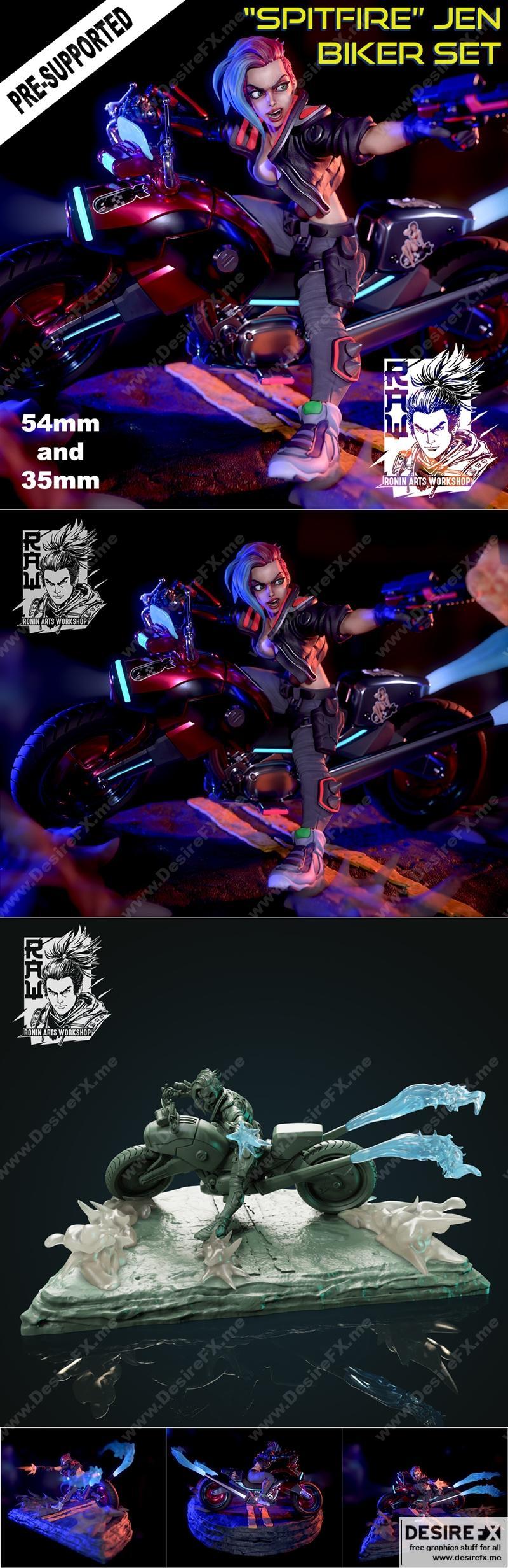 Ronin艺术工坊 - Spitfire喷火女骑手 - 3D打印模型|Ronin Arts Workshop – Spitfire Jen Biker – 3D Print Model STL