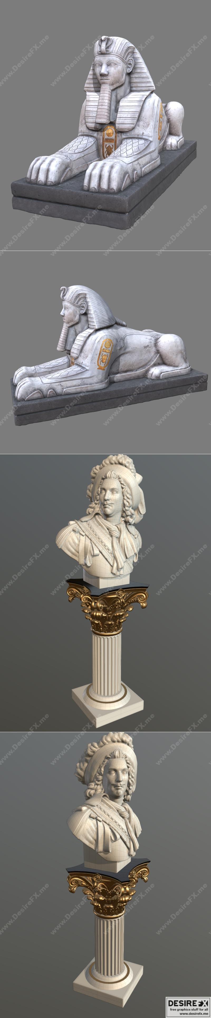 Sphynx与Aristocrat形象3D打印模型|Sphynx and Aristocrat Bust – 3D Print Model STL