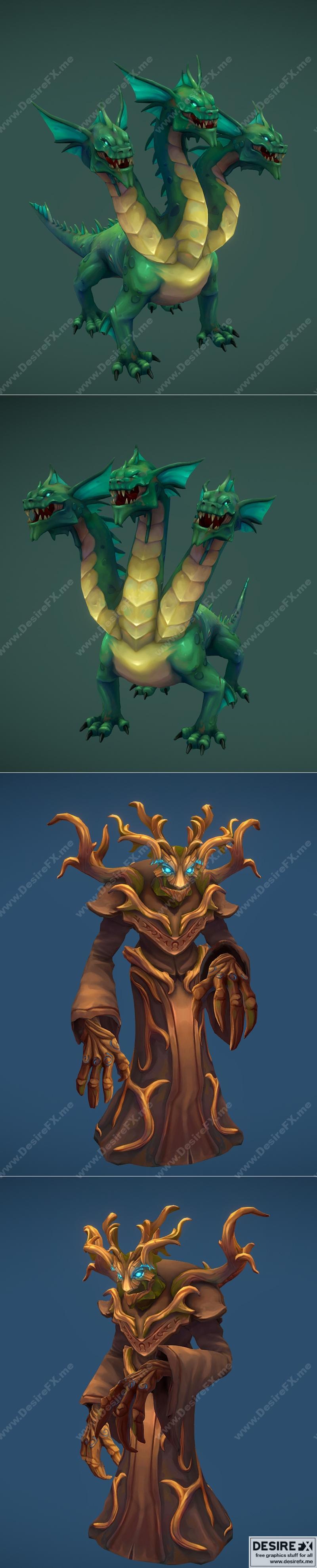 风格化水之女神与根系法师——3D打印模型|Stylized Hydra and Stylized Root Mage – 3D Print Model STL