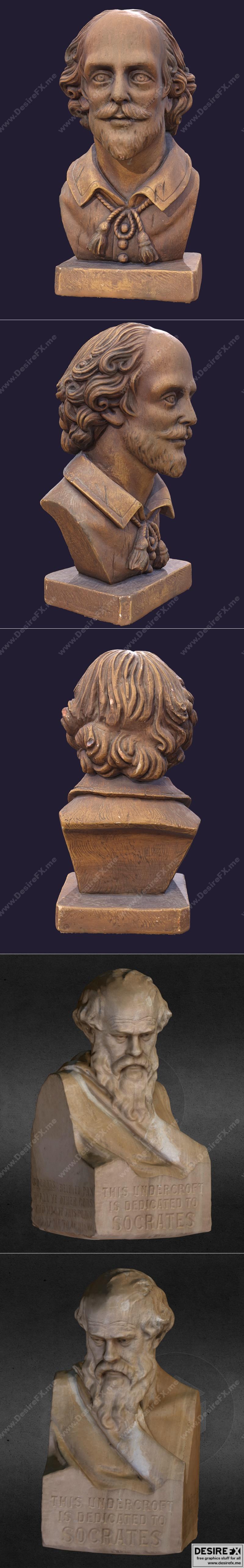 莎士比亚与苏格拉底雕像 3D打印模型|Bust of William Shakespeare and Bust of Socrates – 3D Print Model STL