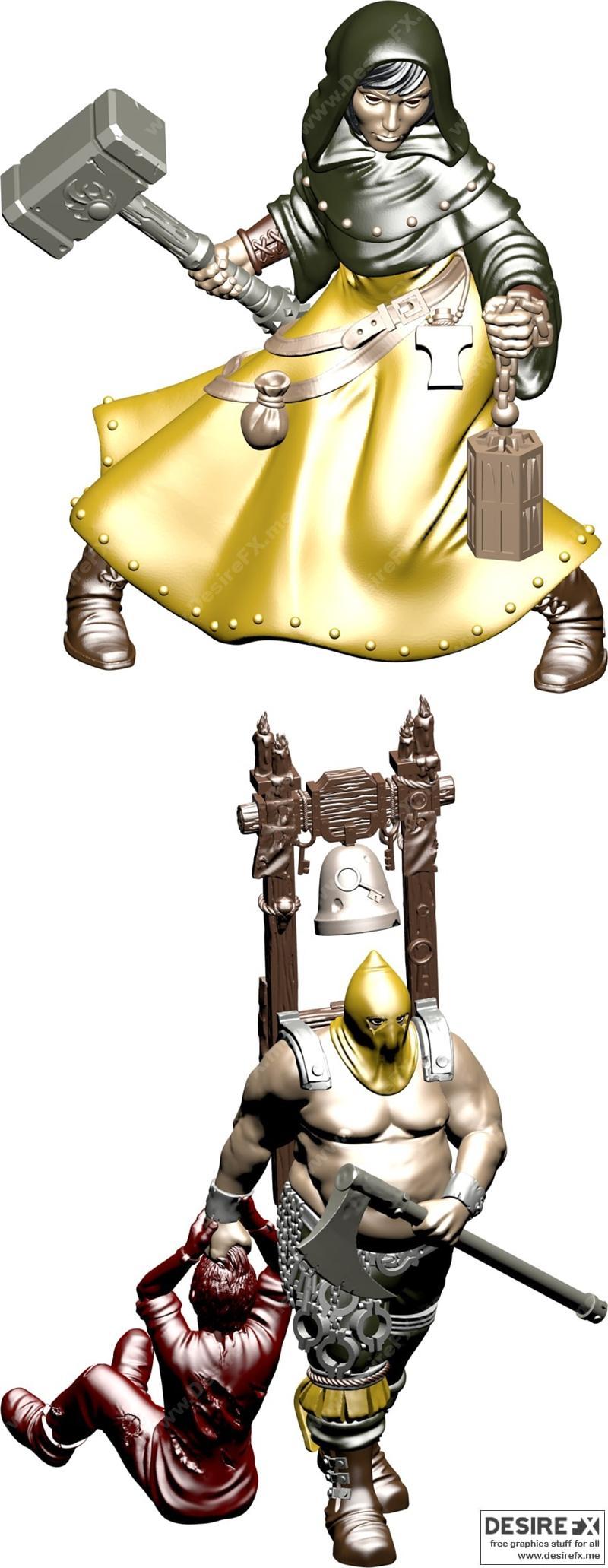 战斗女郎与刽子手 3D打印模型|Battle Woman and Executioner – 3D Print Model STL