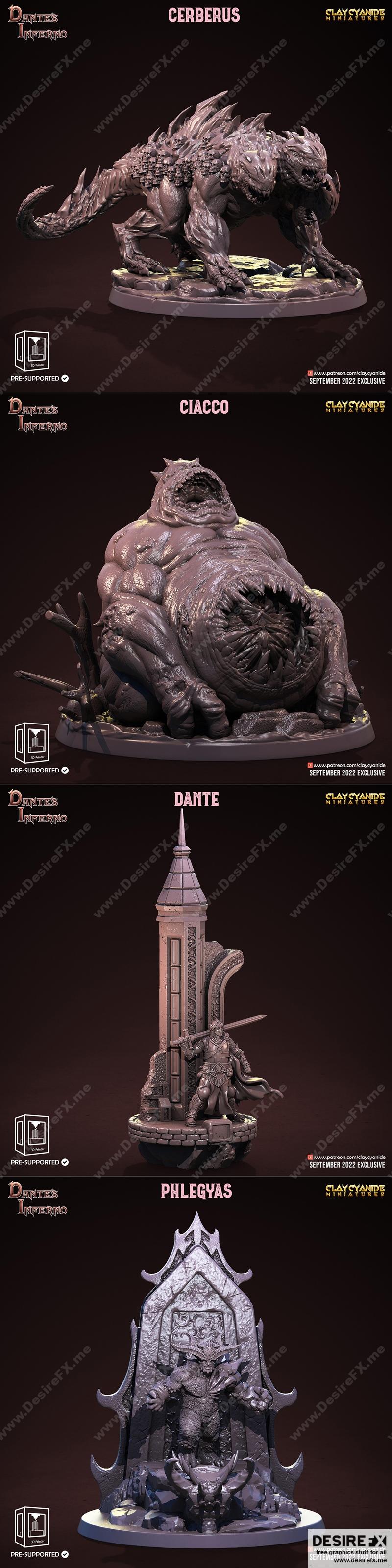 地狱之火迷你模型——达·芬奇 inferno 3D打印雕塑|Clay Cyanide Miniatures – Dantes Inferno – 3D Print Model STL