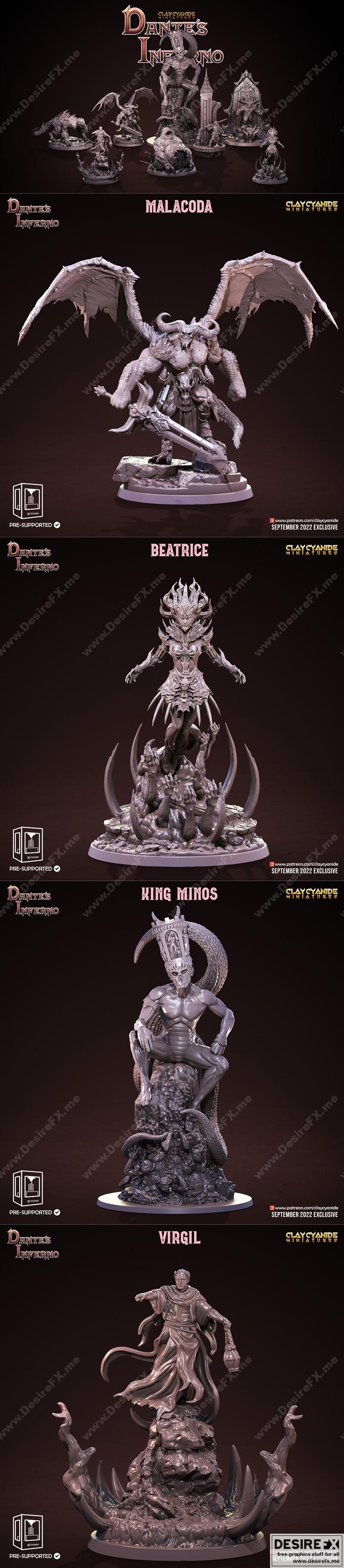 地狱之火迷你模型——达·芬奇 inferno 3D打印雕塑|Clay Cyanide Miniatures – Dantes Inferno – 3D Print Model STL
