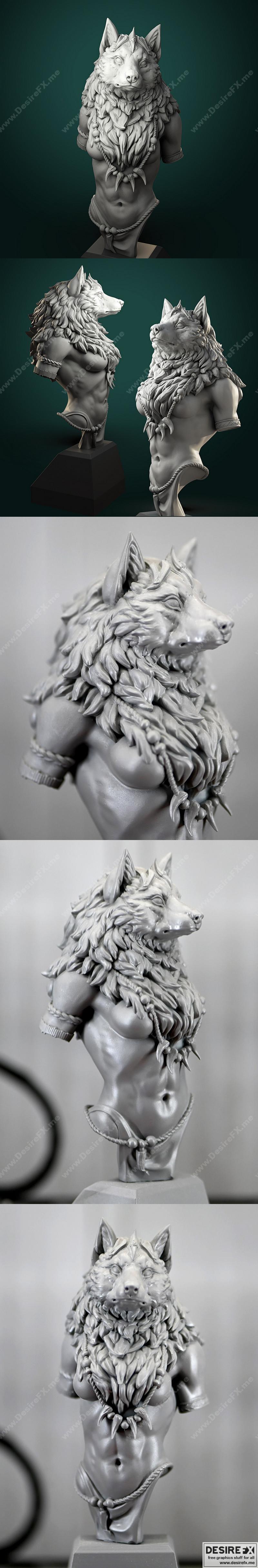 白狼酒馆3D打印模型：奥莱纳·狼人女王|White Werewolf Tavern – Oleana the Werewolf Queen Bust – 3D Print Model
