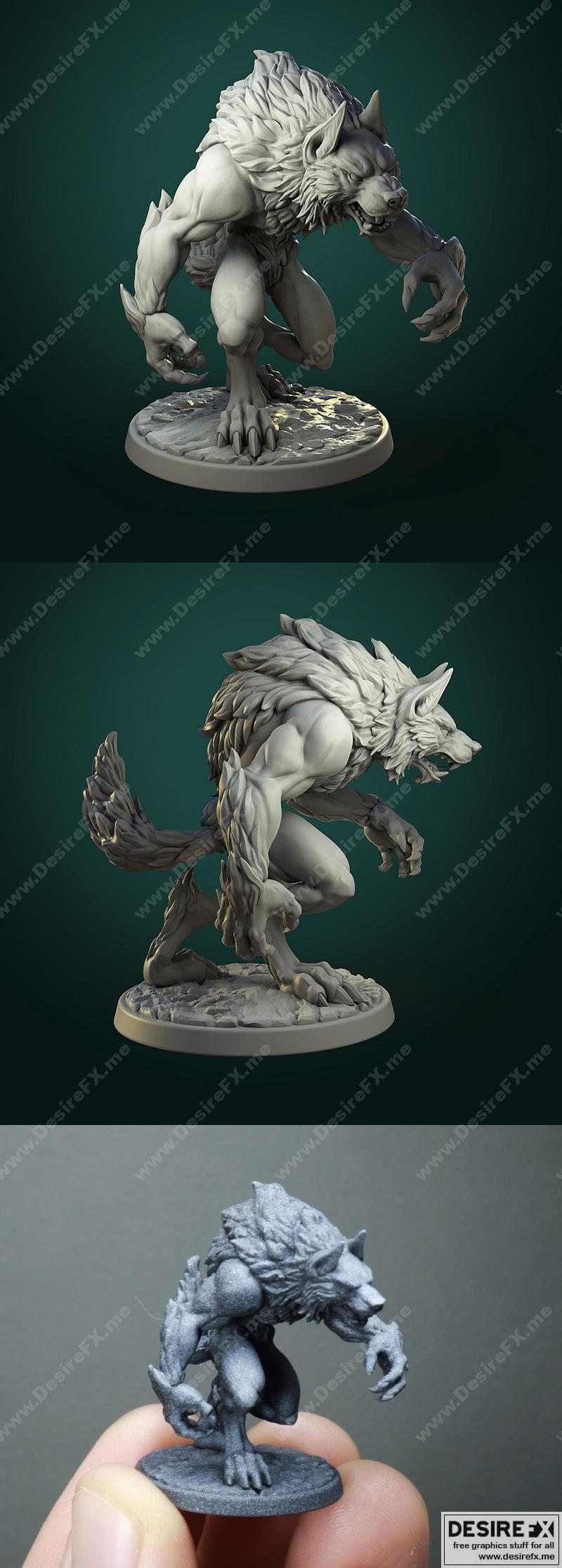 白狼酒馆——常见狼人V1——3D打印模型|White Werewolf Tavern – Common Werewolf V1 – 3D Print Model