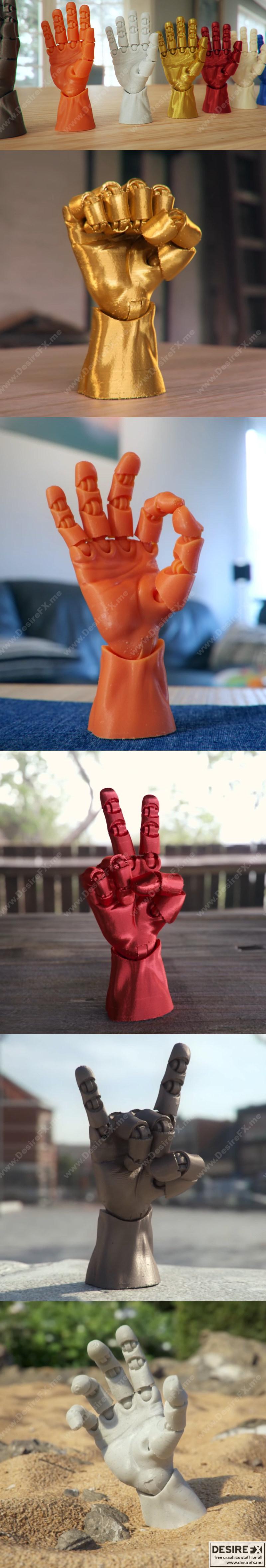 可动关节手 3D打印模型|Articulated Poseable Hand – 3D Print Model