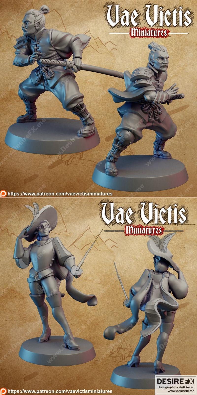 瓦尔维斯迷你模型——忍者与火枪手3D打印模型|Vae Victis Miniatures – Ronin and Musketeer – 3D Print Model STL