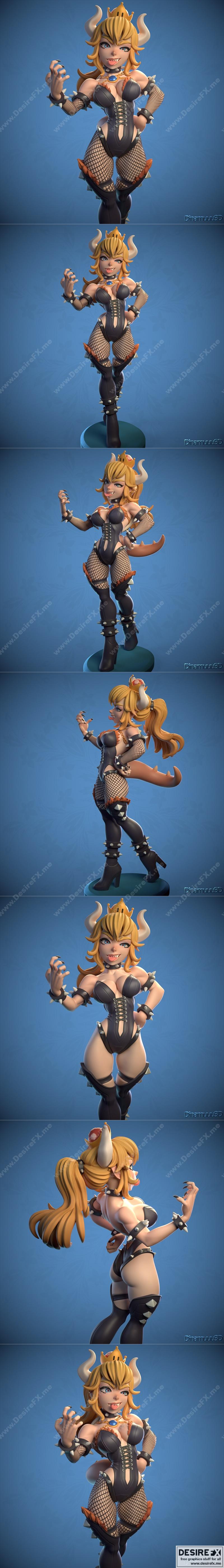 Dinamuuu 3D打印模型：Bowsette角色立体造型|Dinamuuu 3D – Bowsette – 3D Print Model STL