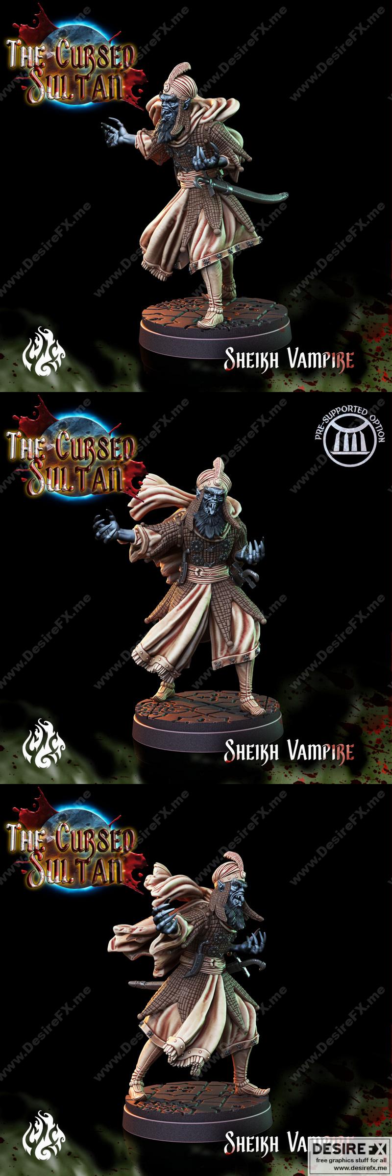 诅咒苏丹——吸血鬼 Sheikh 3D打印模型|The Cursed Sultan – Sheikh Vampire – 3D Print Model