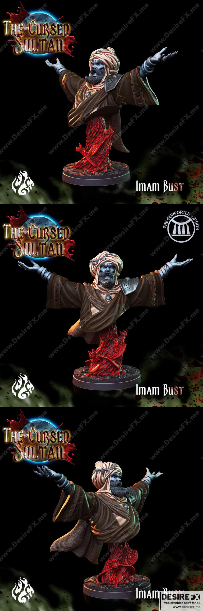 诅咒苏丹——Imam吸血鬼立牌3D打印模型|The Cursed Sultan – Imam Vampire Bust – 3D Print Model