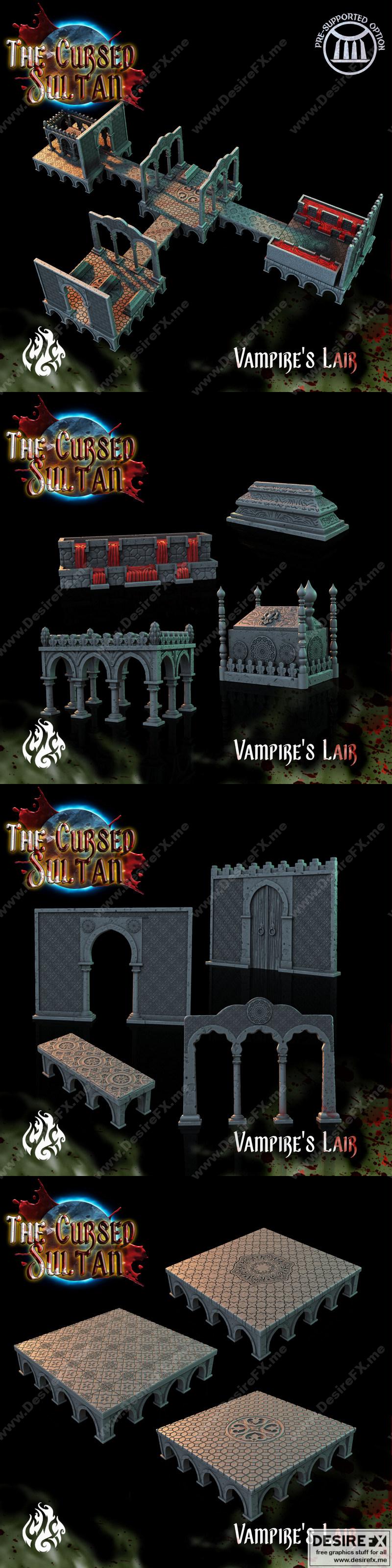 诅咒苏丹——吸血鬼领地地形模型3D打印件|The Cursed Sultan – Vampire’s Lair Terrain Pieces – 3D Print Model
