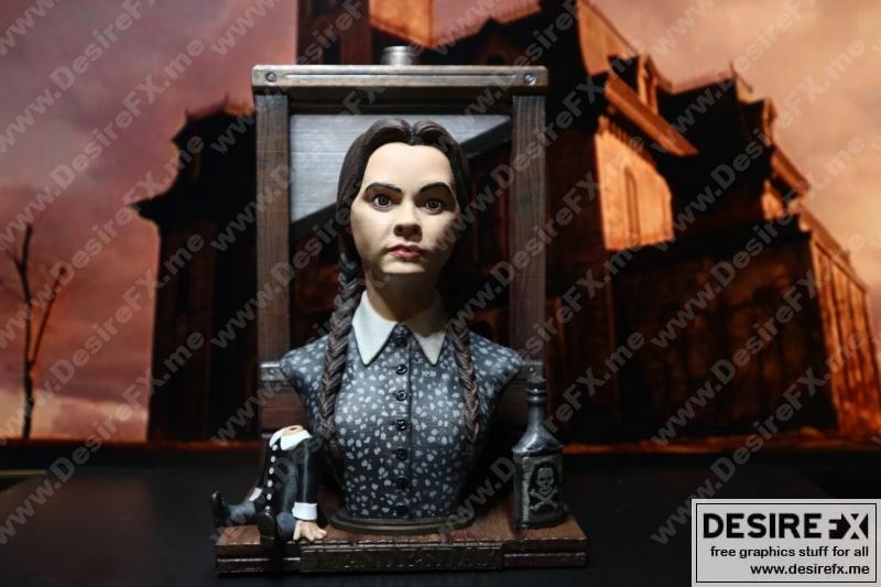 周三夜猫子3D打印模型|Wednesday Addams Bust – 3D Print Model STL