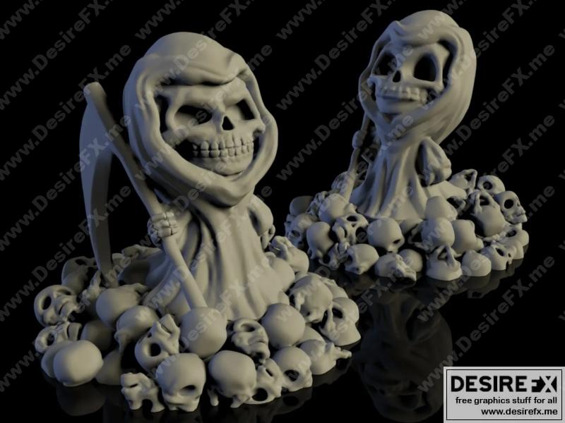 骷髅头小恶魔3D打印模型|Chibi Grim on Skulls – 3D Print Model STL