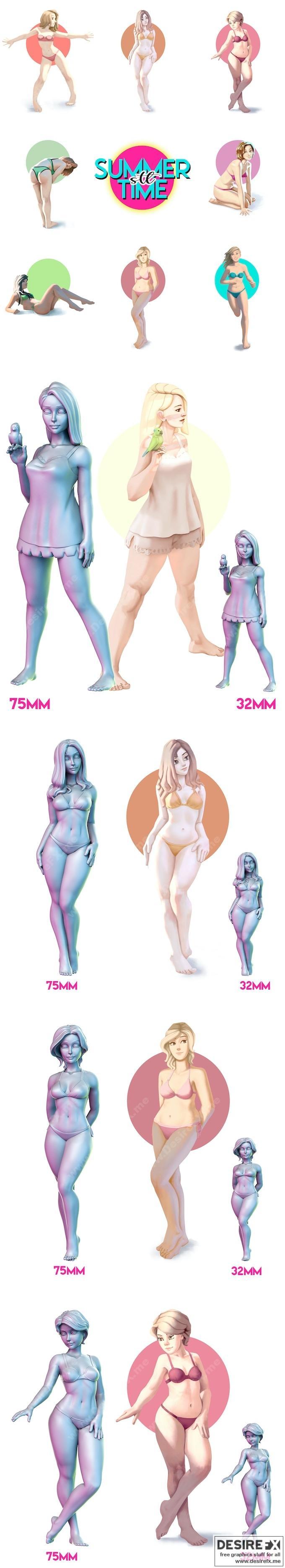 夏日时光 - 3D打印模型 - 动漫角色立体造型|Summer Time – 3D Print Model STL