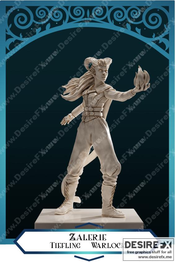 深渊精灵术士——扎莱里 3D打印模型|Tiefling Warlock – Zalerie – 3D Print Model STL