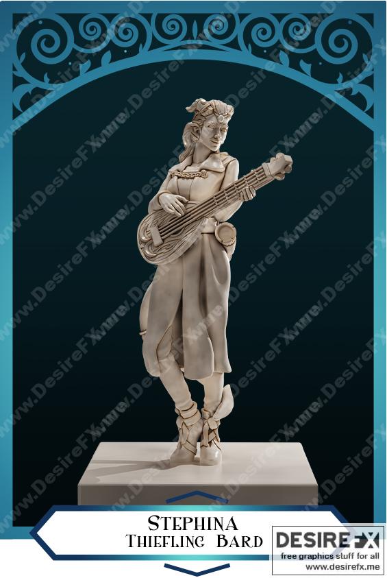 赛菲娜——暗影精灵乐师——3D打印模型|Stephina – Tiefling Bard – 3D Print Model STL